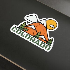Colorado Mountain Icon, Vintage Sticker, Outdoor Sticker, Retro Sunset, Mountain Sticker, Camping, Vacation Sticker, Ski Sticker, Snowboard