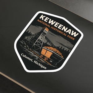 Keweenaw Historic Mining Region Calumet Michigan Die-Cut Sticker | Mining Map Sticker