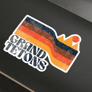 Grand Teton National Park, Gestanzte Vintage-Stil Aufkleber, Retro Aufkleber, Outdoor Abenteuer Reise Aufkleber, Wildnis Natur Laptop Aufkleber,