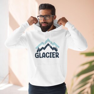 Glacier National Park Painted Mtn Fleece Hoodie, Ski, Mountain, Hiking, Sunset, Camping, Outdoor Apparel