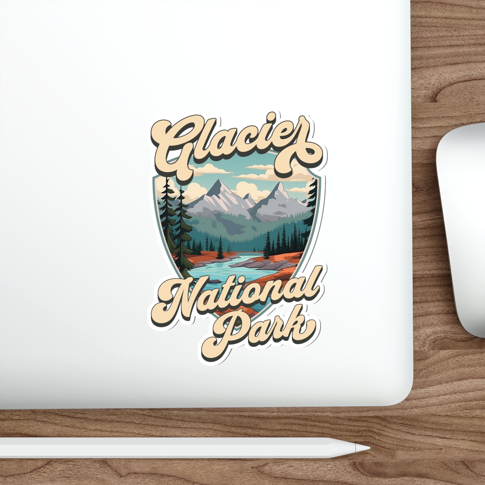Glacier National Park Sticker - Vintage Style Badge, Retro Sticker ...