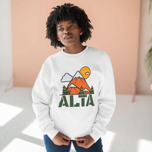 Sudadera Alta Utah, Sudadera todoterreno, Sudadera retro de atardecer, Sudadera de atardecer, Sudadera de montaña, Sudadera de acampada, Sudadera de snowboard