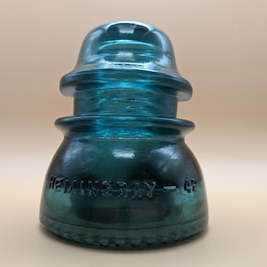 Vintage Hemingray Green Aqua Glass Insulator: Telegraph Line Collectible