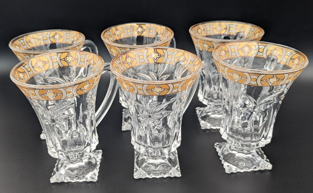 Crystal Irish Coffee Mugs With Real Gold Rim. Rare Find Etsy