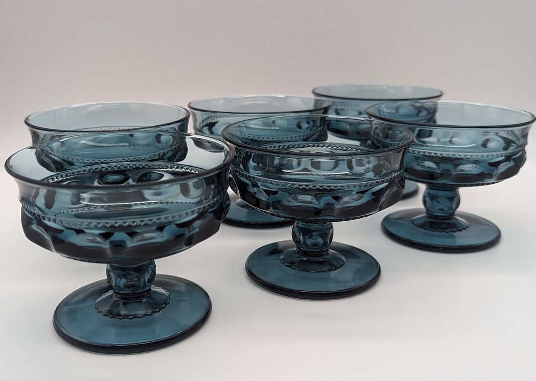 Vintage Colony Glass Company Ocean Blue Crown Thumbprint Pattern ...