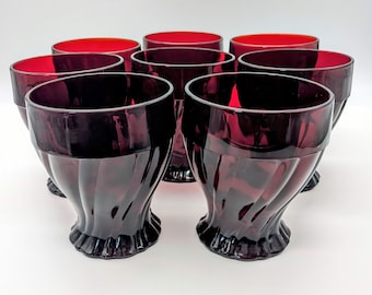 Vintage Anchor Hocking Georgian Ruby Red Tumblers - Set of 8