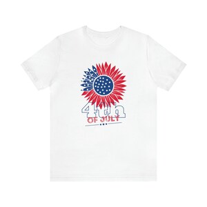 4 juli zonnebloem Amerikaanse vlag shirt | Juli vierde Amerika tshirt | Uniseks T-shirt