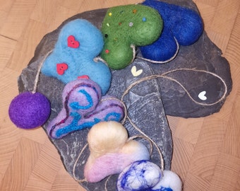 Needle Felt Hanging Hearts