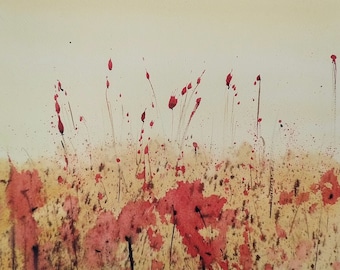 Limited edition "Poppies". Fine art giclée PRINT from an original watercolor artwork