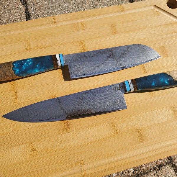 Couteau de chef gravé personnalisé couteau damas japonais couteau de chef personnalisé cadeau pour petit ami prénom gravé cadeau couteau de cuisine cadeau pour elle