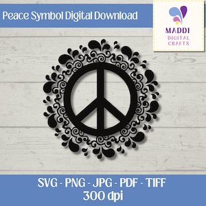 Peace Symbol Vector Illustration Digital Embellishment Meaningful Clip Art Graphics Downloadable Image Jpeg. Png. Pdf. Svg. Tiff