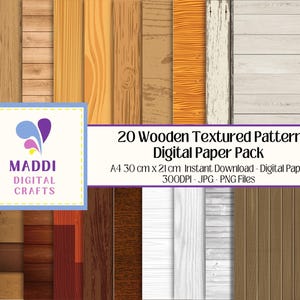 Wooden Surface Textures Patterned A4 Digital Wood Downloadable Printable Paper Scrapbooking Card Making Graphic Patterns JPEG. PNG.