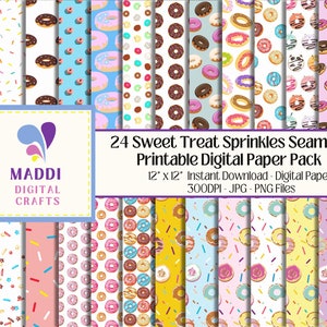 Sweet Treats Theme 12 x 12 Patterned Paper Sprinkles Printable Digital Downloadable Card Making Scrapbook Journal Graphic Patterns JPG. PNG.
