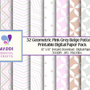 Geometric Patterned Printable Paper Digital Symmetrical Scrapbooking ...