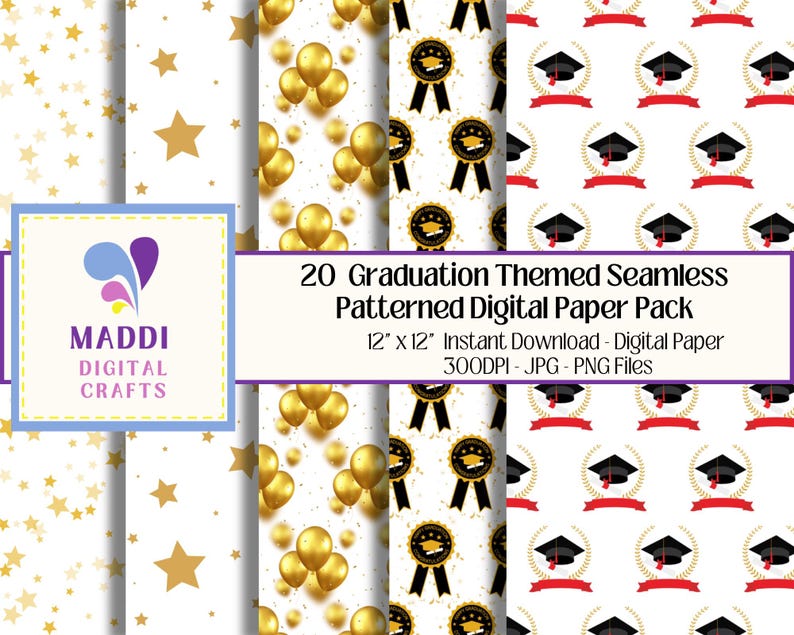 Graduation Paper Design Graduations Digital Papers Printable Education Scrapbook Card Making ...