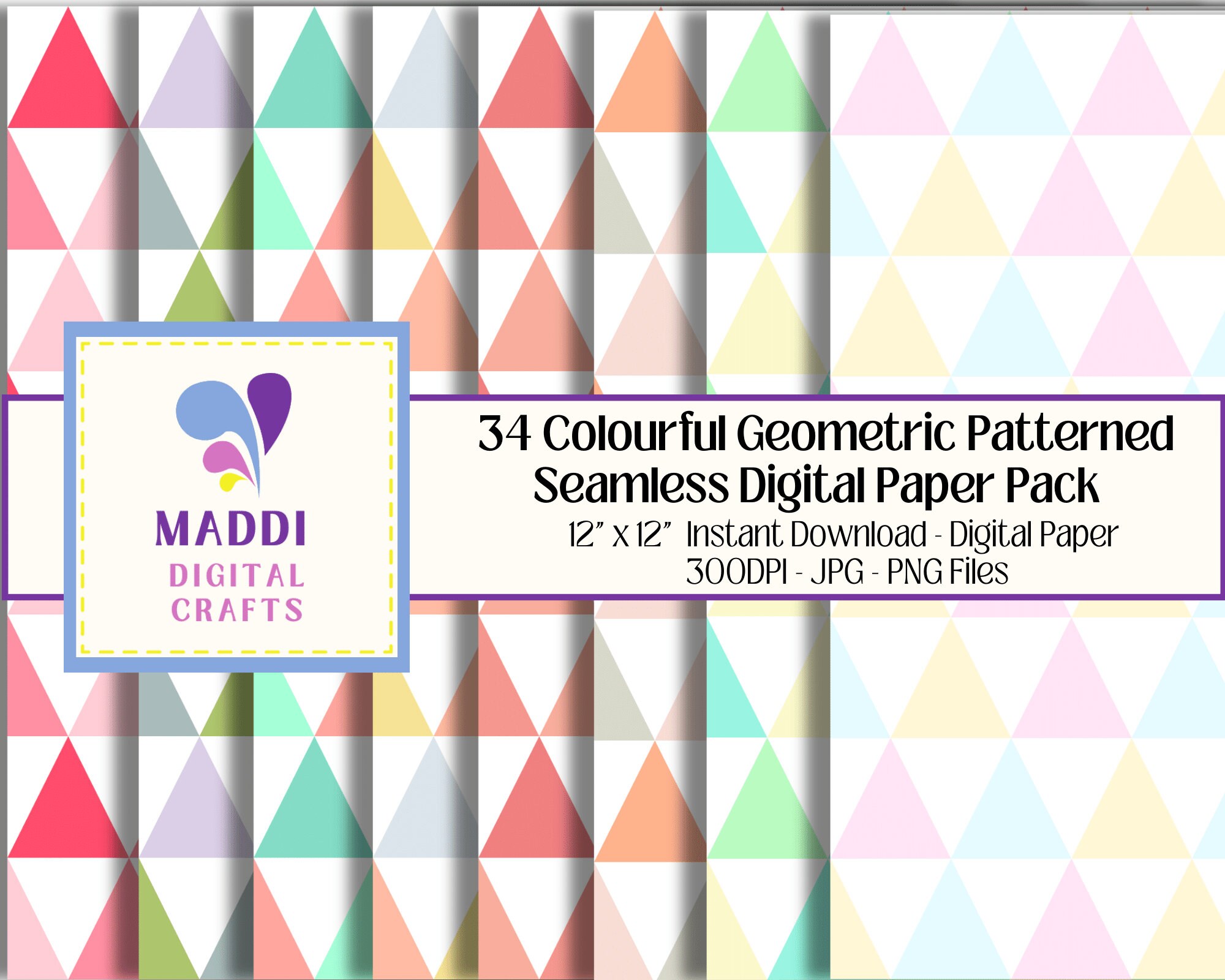 Print Paper Pattern Photo Geometric Colourful Printable Paper Patterns Seamless Digital 12 X 12 ...