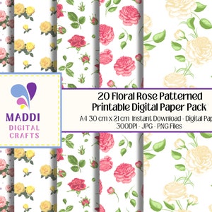 Roses Themed Printable Paper Digital A4 Flowers Downloadable Journal ...