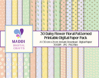 Fleurs de marguerite pastel imprimables en papier numérique à motifs fabrication de cartes florales scrapbooking décorations de journaux graphiques