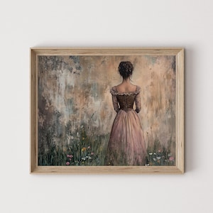 Vintage Victorian Woman Oil Painting - Elegant Wall Art, Printable Rustic Decor, Antique Style Portrait, Cottagecore Printable Art 122