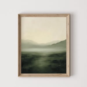 Minimalist Meadow Landscape Printable - Tranquil Earthy Wall Art, Rustic Decor, Calm Green Scene, Digital Nature Painting Art Print 17