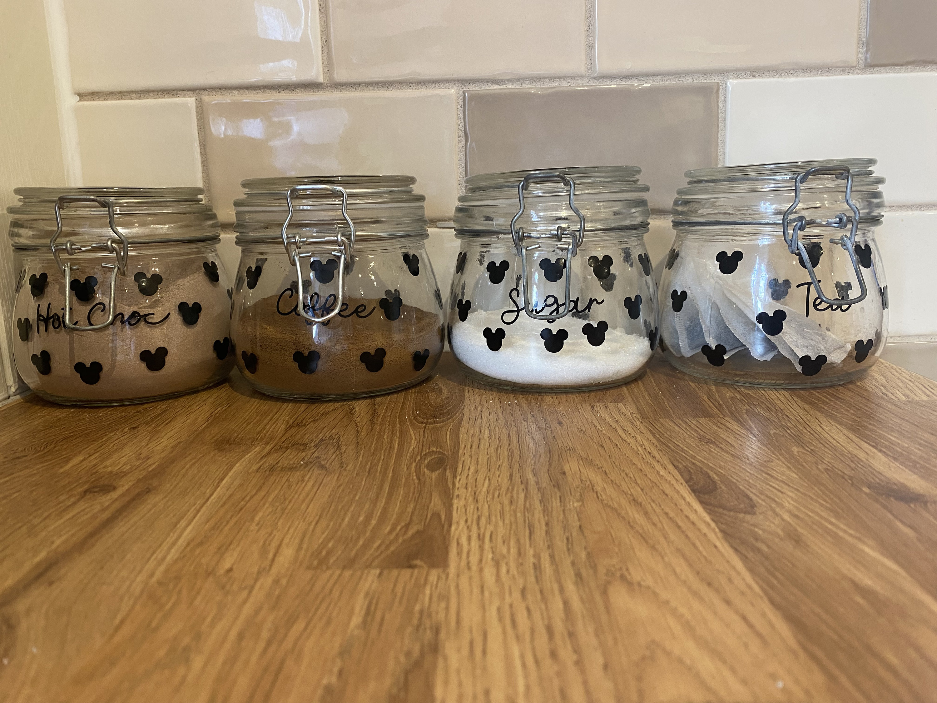 Disney Inspired Tea or Coffee or Sugar or Hot Chocolate Jars UK