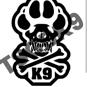 K9 Politie / Militaire Hond K-9 Paw Skull (SVG)