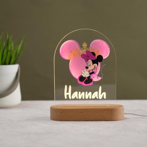 Personalized night light mickey mouse - Lamp for kids with Name Baby Personalized Decor Custom minnie Gifts Room Decor Gift for Children