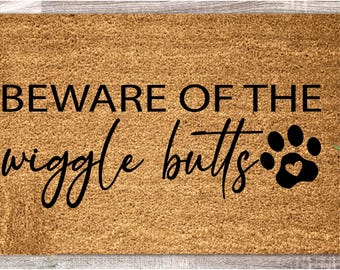 Welcome Home Mat, Wiggle Butts Doormat, Dog Doormat, Housewarming Gift, New Home Gift, Welcome Mat, Porch, Outdoor Doormat, Front Door Mat