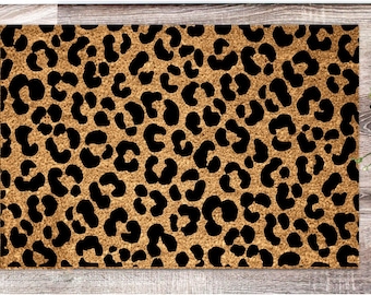 Leopardmönstrad dörrmatta i kokosfiber | Inflyttningspresent