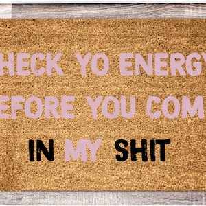 Check Yo Energy Pink Mat, Pink Doormat,Funny Door Mat,Welcome Doormat,Welcome Mat,Indoor Outdoor Doormat,Front Door Mat