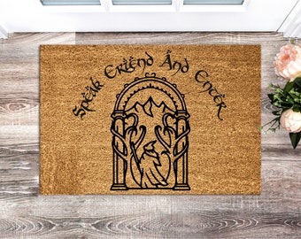 Felpudo "Habla con un amigo y entra": Felpudo ecológico de fibra de coco