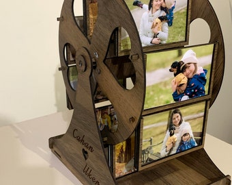 Personalized Wooden Ferris Wheel Photo Display, Couple Gift