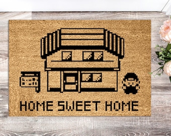 Funny Video Game Doormat: Home Sweet Home, Pixel Art