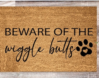Wiggle Butts Dog Doormat, Funny Welcome Mat, Housewarming Gift