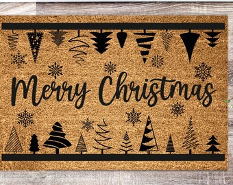 Christmas Tree Coir Doormat | Holiday Welcome Mat