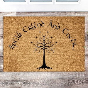 Speak Friend and Enter , Housewarming Gift , Welcome Door Mat , Personalized Custom Doormat ,New Home Gift Wedding Gift | Personalized Gift