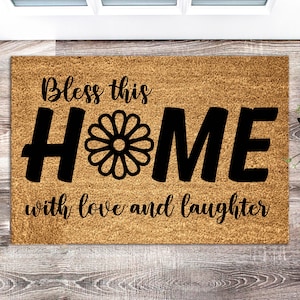 Bless This Home With Love and Laughter | Gift Doormat | Welcome Doormat | Rug Doormat | New Home Door Mat | Front Rug | Housewarming Gift