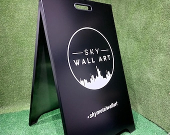 Metal Black A Frame Sign, Sidewalk Sign, Sandwich Board Sign For Business, Modern Custom Sign, Pavement Sign, A Frame Easy Set Up, Shop Sign