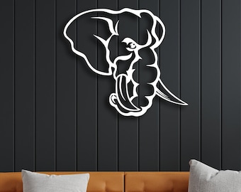 Elephant Metal Wall Art, Elephant Head Wall Decor, Unique Living Room Wall Decor, Modern Wall Art, Elephant Lover Gift, İnterior Decoration