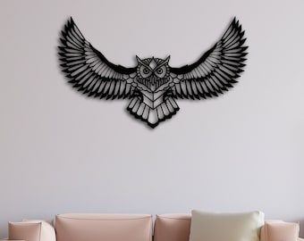 Metalowa sztuka ścienna z sową, metalowa sztuka ścienna z sową, metalowa dekoracja ścienna, zawieszki, metalowa dekoracja ścienna, prezent dla miłośnika sów, metalowe tabliczki ścienne, wystrój domu