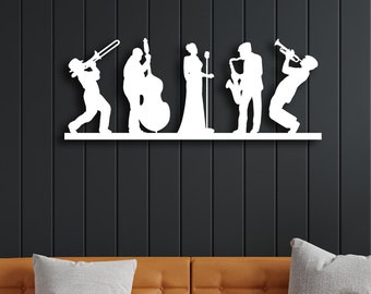 Metal Musicians Wall Art, Jazz Band Wall Art , Music Metal Wall Decor , Home Decor, Music Metal Jazz Group Sign, Housewarming, Wall Art