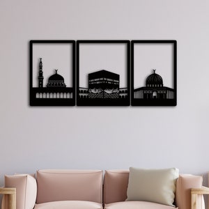 Kaaba Wall Decor, Ramadan Decoration, Muslim Masjid Al Aqsa, Islamic Wall Art, The size written is the total area occupied by 3 products