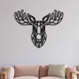 Geometric Deer Metal Wall Decor, Metal Geometric Deer Head  Wall Art, Unique Living Room Wall Decor, Modern Wall Art, Deer hangings