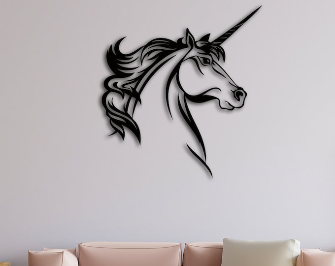 Unicorn Wall Art, Metal Unicorn Wall Decor, Metal Wall Art, Housewarming Gift, Home Decor, Office Decor, Horse Lover Gift, Animal Wall Art