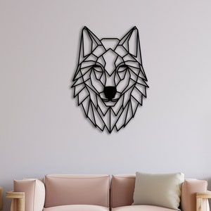 Wolf Head Geometric Metal Wall Art, Wolf Metal Wall Decor, Metal Wall Hangings, Home Living Room Decoration, Metal Wolf Head Decor