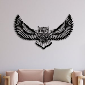 Grande arte da parete in metallo con gufo, arte da parete in metallo con gufo, decorazione da parete in metallo, decorazione per la casa in metallo, arte da parete per la casa, arazzi, decorazione per la casa, regalo per l'amante del gufo