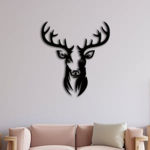 Metalen kunst aan de muur hertenkop, kunst aan de muur hertenkop, hertenliefhebbers, uniek woonkamer wanddecor, wandkleden, kerstcadeau, housewarmingcadeau