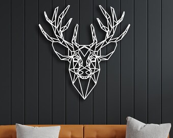 Geometric Deer Head Wall Art, Metal Deer Wall Art, Deer Metal Wall Decor, Deer Wall Hangig, Trendy Deer Wall Art, Livingroom Wall Art