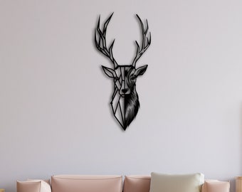 Metal Geometric Deer Wall Art, Deer Head Wall Art, Deer Metal Wall Decor, Unique Living Room Wall Decor, Housewarming gift, Deer Lovers