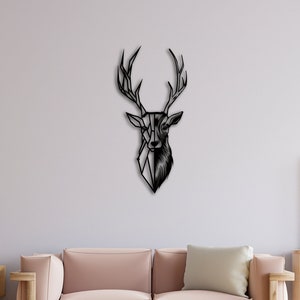 Metal Geometric Deer Wall Art, Deer Head Wall Art, Deer Metal Wall Decor, Unique Living Room Wall Decor, Housewarming gift, Deer Lovers